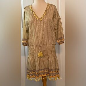 Made With‎ Love Yellow Boho Festival Dress Small Tassels
